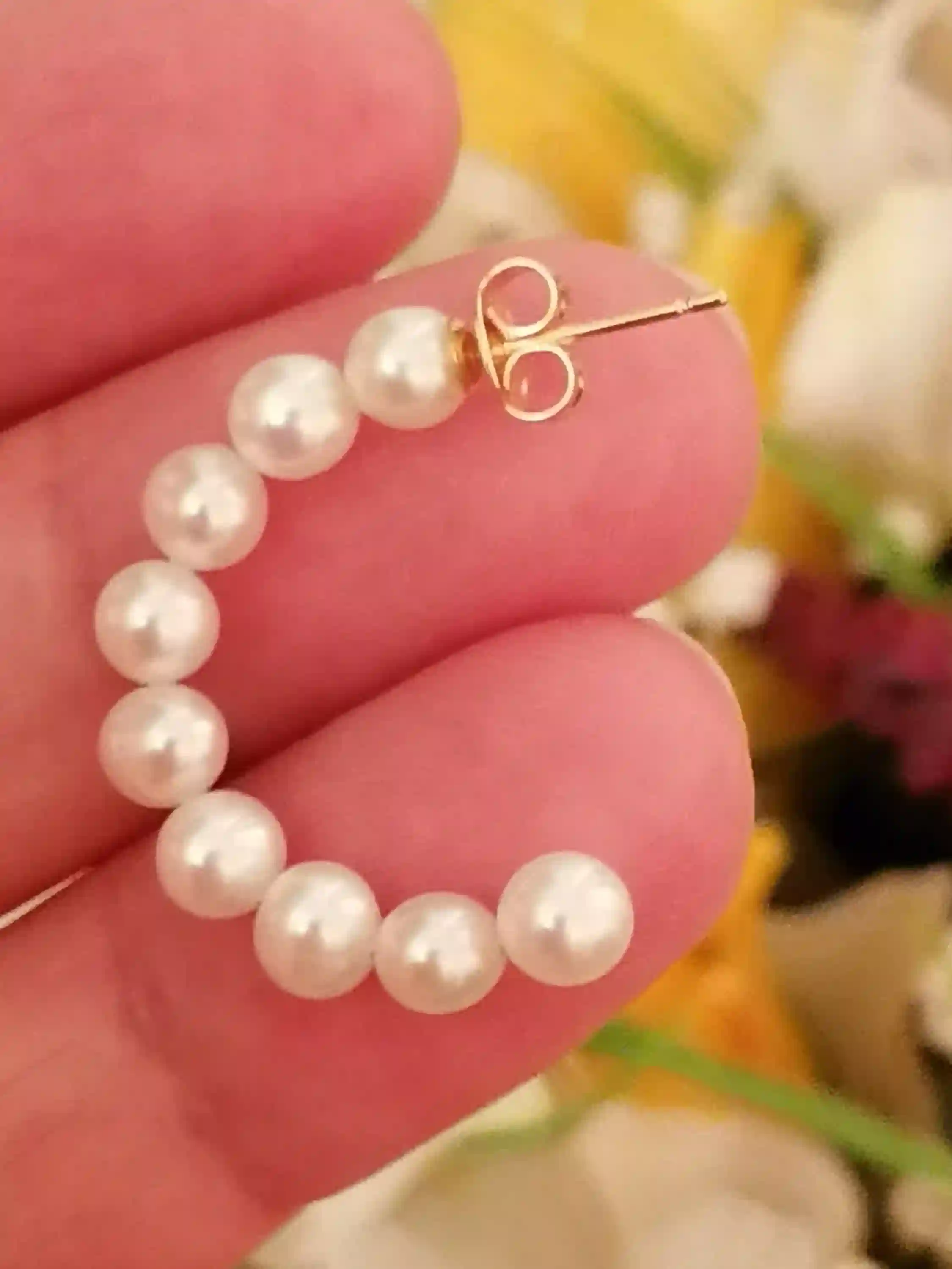 18k Gold AKOYA Cultured Pearl Earrings gift for women/Akoya Solid GOLD Genuine South Sea Pearl Hoop Earrings/Japanese Akoya bridal earrings 