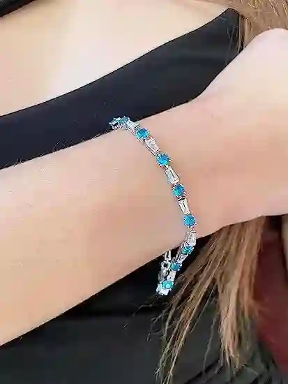 Only ONE, FINE Tennis Bracelet, Sky blue Tennis Bracelet in Sterling SILVER, Blue Topaz Bracelet, September Birthstone, Gemstone bracelet 
