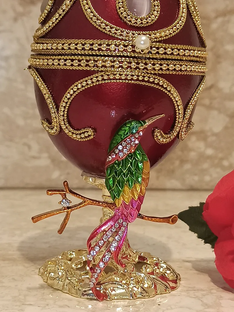 Fabergé Egg Bird of Happiness Trinket, Mother's Day Gift, Fabergé Egg Music Box, Mother's Day Trinket Box, Jewelry Box for Mother, Mom Bird Gift