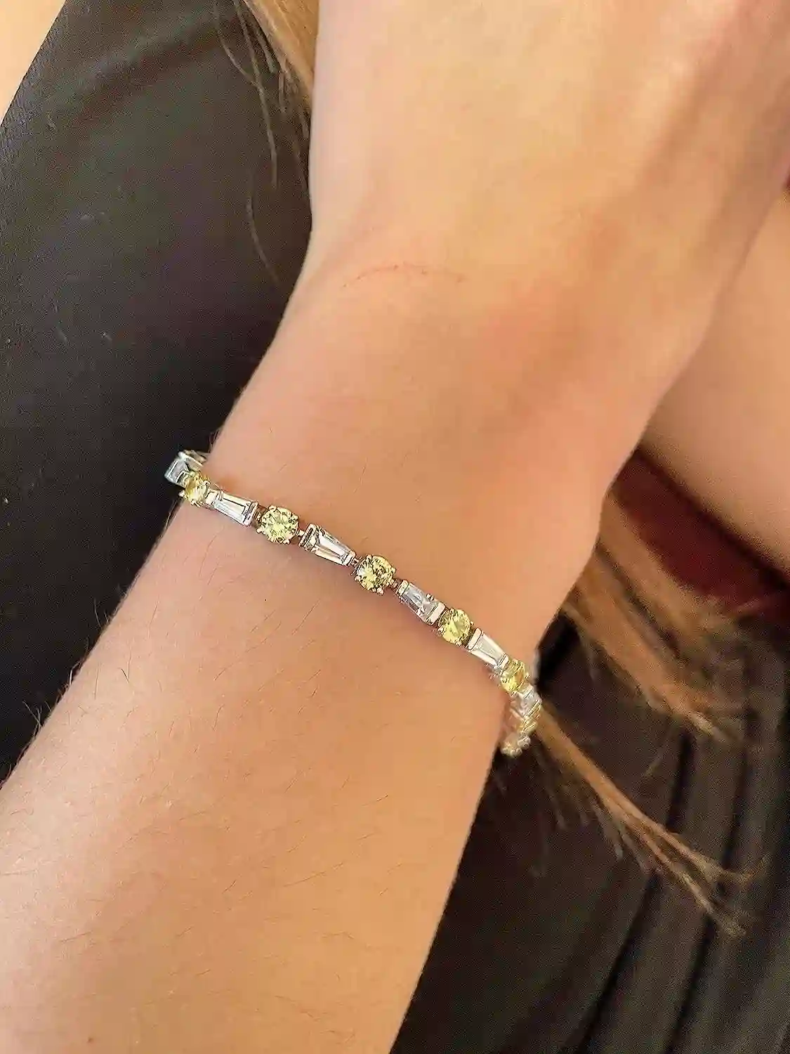 Citrine Bracelet, Diamond Bracelet, Tennis Bracelet, Handmade Bracelet, Gemstone bracelet, Birthstone Bracelet, Women Bracelet, Gift for Her 