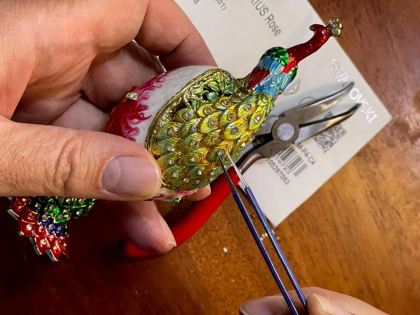 PEACOCK  Pierre Lorren Green Faberge Easter Eggs Russian Faberge Style Swarovski Pure Gold Handmade Son Graduation Wisdom Good Luck Boyfriend Gift