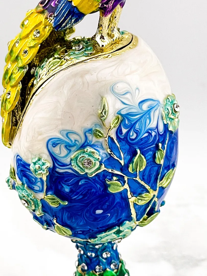 PEACOCK  Imperial Faberge Egg, Russian Faberge style, Swarovski, pure gold decor, 