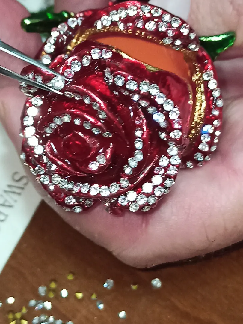 3-piece Luxury Engagement Set, 7ct, Gift for Bride-to-be from Sister, Fabergé Egg, Roses Gift Box + Fabergé Egg Pendant + Austrian Crystal Bracelet.
