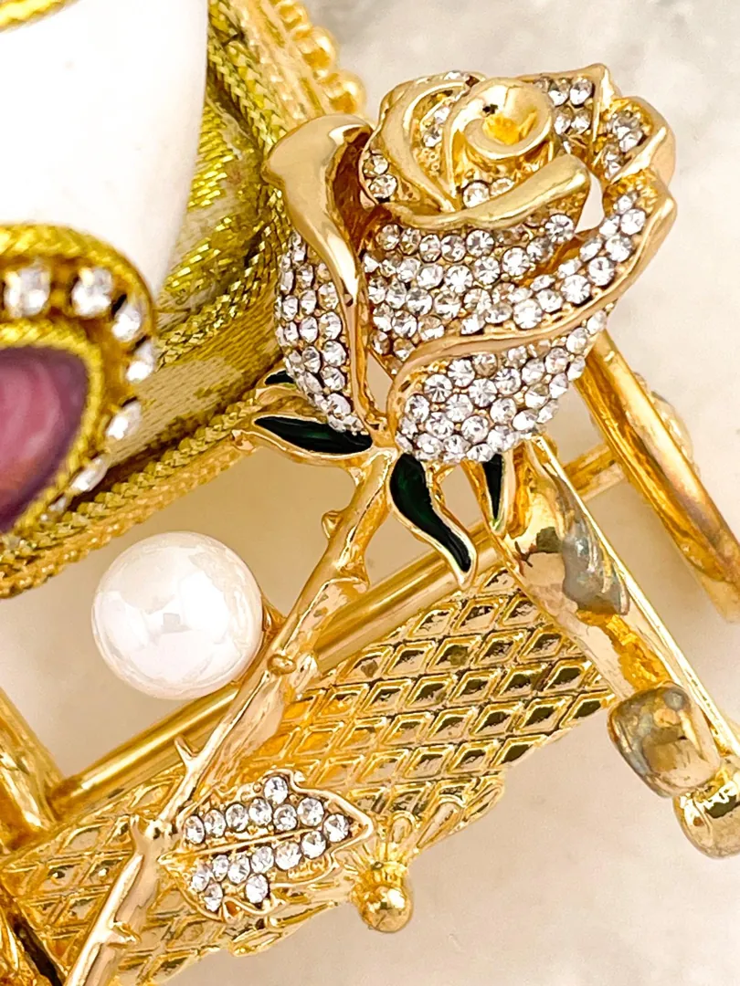 1985 Vintage Russian Faberge Egg Music Box Natural Fabergé Style Egg Pure Gold Decor Austrian Crystal Diamond Wedding Gift by Pierre Lorren