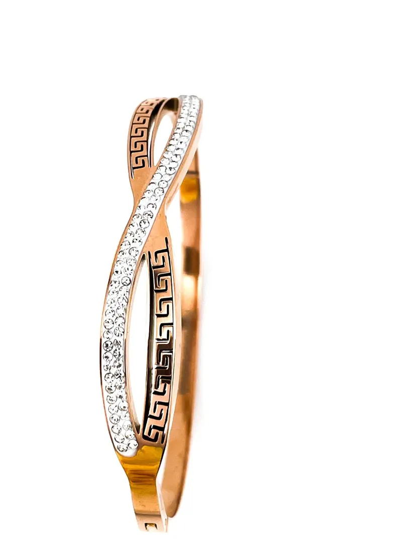 8mm Bracelet Greek Jewelry 18k Rose Gold Bracelet Infinity Bangle Bracelet Ancient Greek Key Jewelry Meander Bracelet Anniversary Gift
