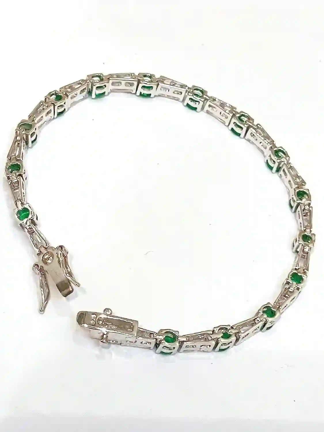 EMERALD Bracelet, Baguette Bracelet, Emerald Tennis Bracelet, Sterling Silver 925, CZ Gemstone Bracelet, Anniversary gift for her, Handmade 