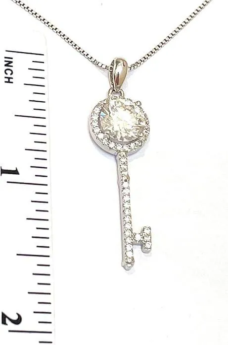 2.25ct Certified Diamond Key Pendant, Diamond Key Necklace, 2 Carat Diamond Stud Earrings, Key Pendant Jewelry Set, 18k Gold, 21st Birthday Gift.