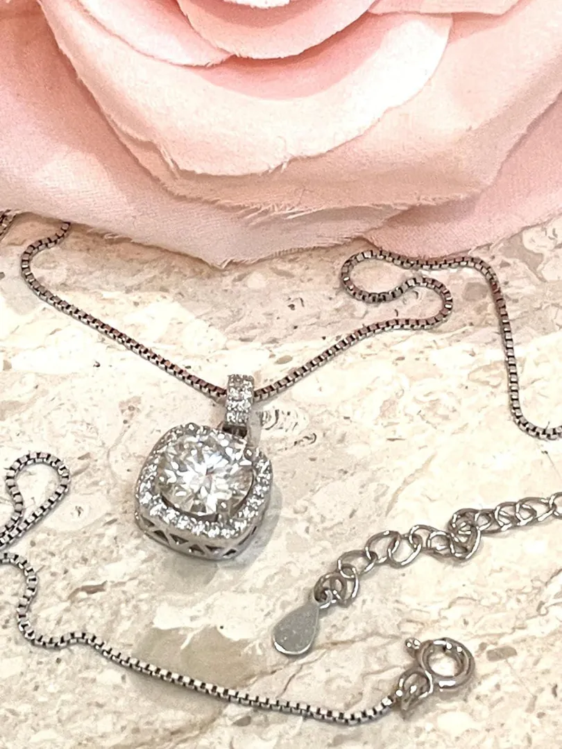2.3ctw Certified Square Necklace Diamond Pendant Necklace Jewelry Solitaire Diamond Necklace Square Pendant Birthday Graduation Gift for Her