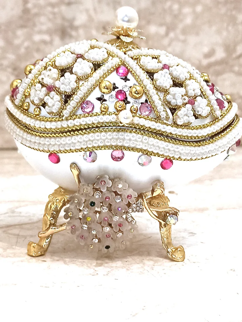 Faberge Egg Ballerina Music Box Luxury Baby Shower Gift for Newborn Girl Faberge Style Egg 24K Gold Baptism Jewelry Box Girl Birthday Present