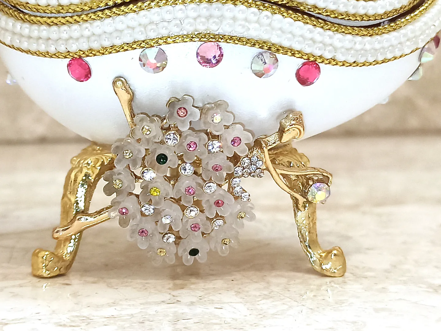 Faberge Egg Ballerina Music Box Luxury Baby Shower Gift for Newborn Girl Faberge Style Egg 24K Gold Baptism Jewelry Box Girl Birthday Present