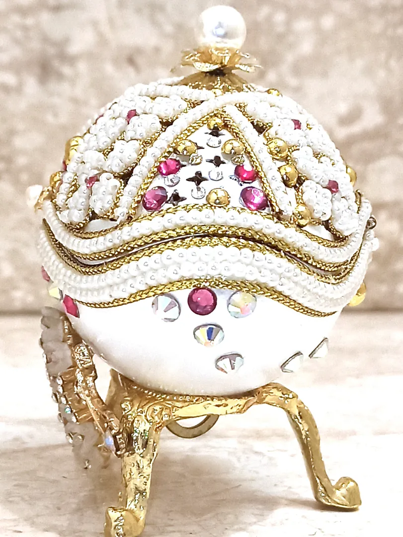 Faberge Egg Ballerina Music Box Luxury Baby Shower Gift for Newborn Girl Faberge Style Egg 24K Gold Baptism Jewelry Box Girl Birthday Present