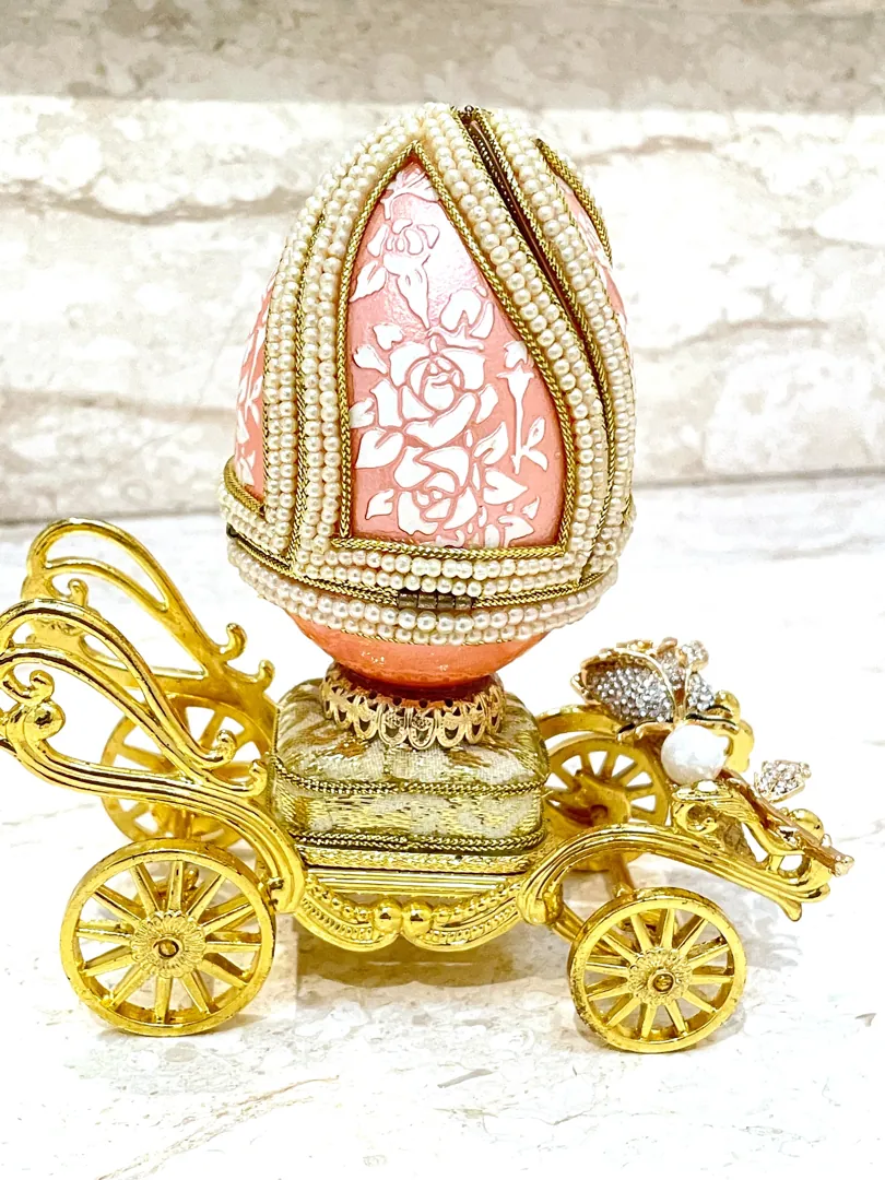 One of a Kind Faberge Egg Imperial Egg Antique 1983 Faberge Egg Handcarved Musical Faberge Egg Unique Gift for Wife 40th Birthday Anniversary