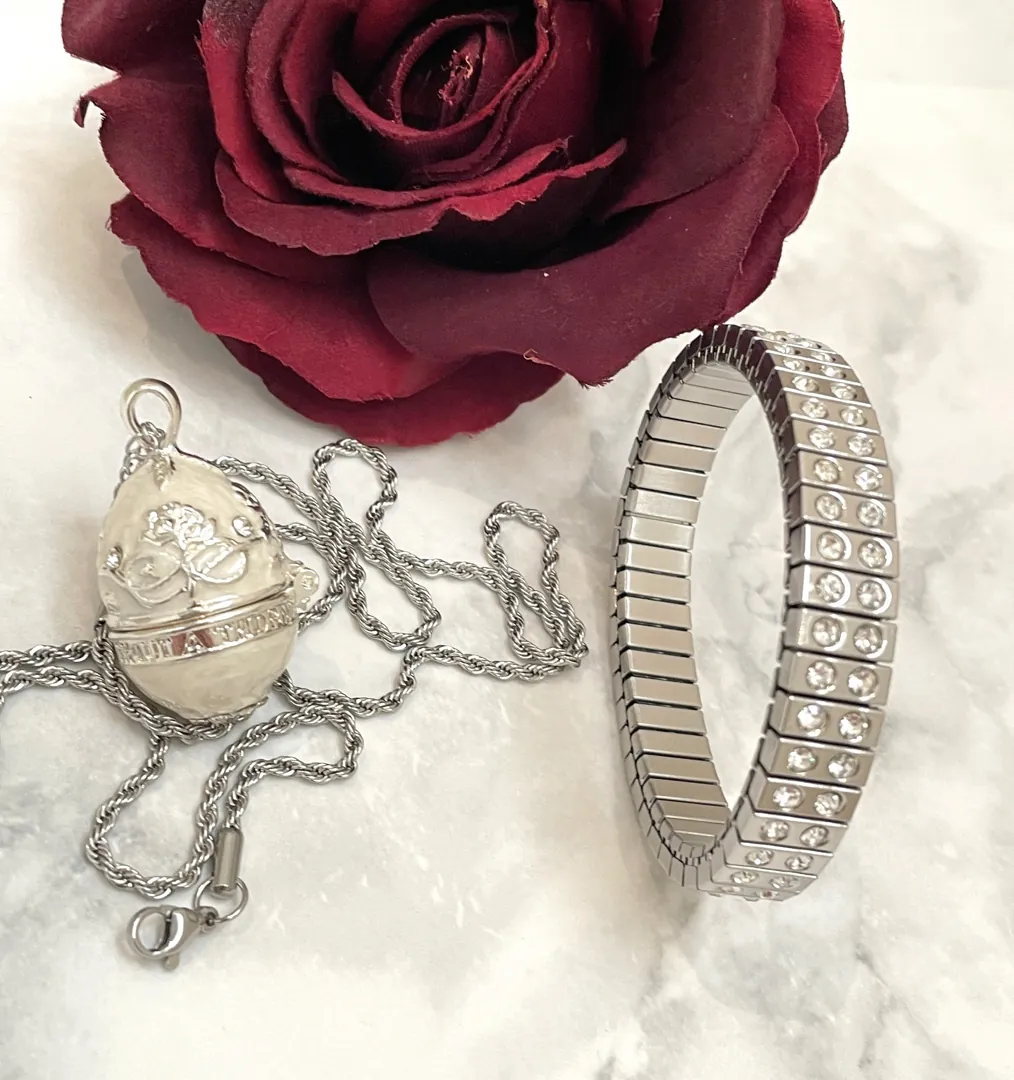 Pierre Lorren Silver Faberge Egg Pendant, Faberge Egg Necklace, Gift for Her, Faberge Pendant, Faberge Jewelry, Birthday Gift, Easter, Women's Gifts