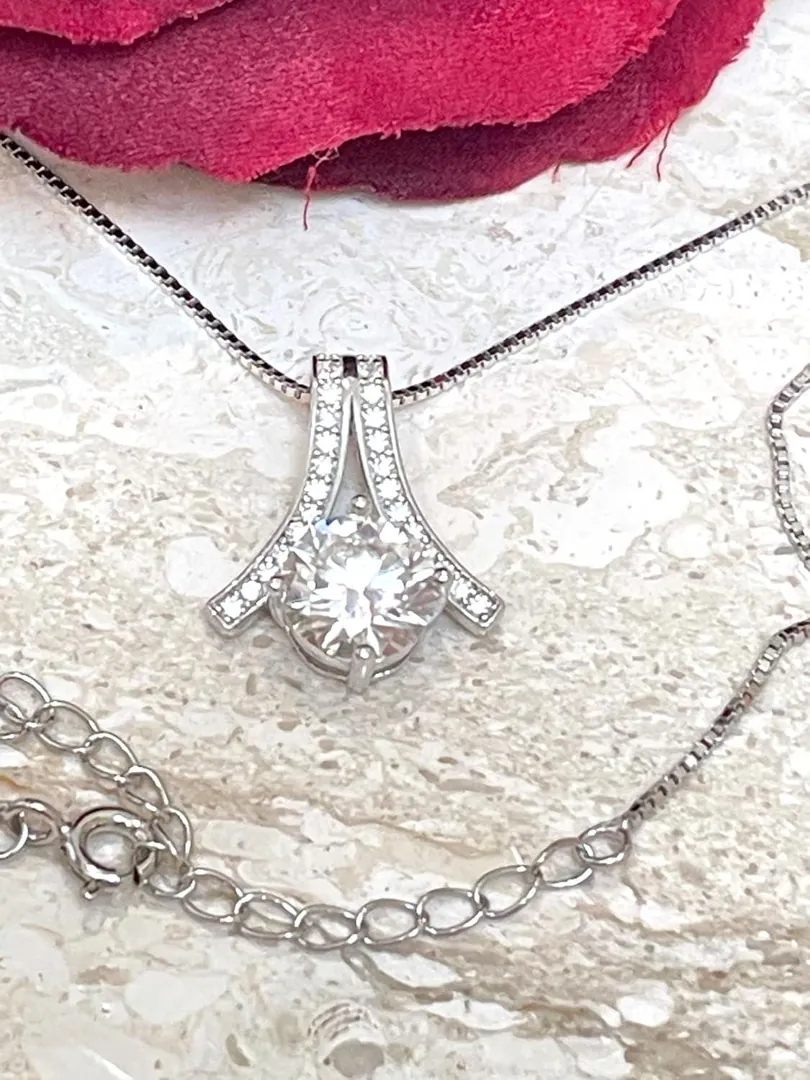 4.2ct Certified Diamond Jewelry Set: Diamond Pendant Necklace, Diamond Screwback Earrings, Diamond Studs for Women, 18k Gold and Silver. Perfect for a SUCCESS gift.