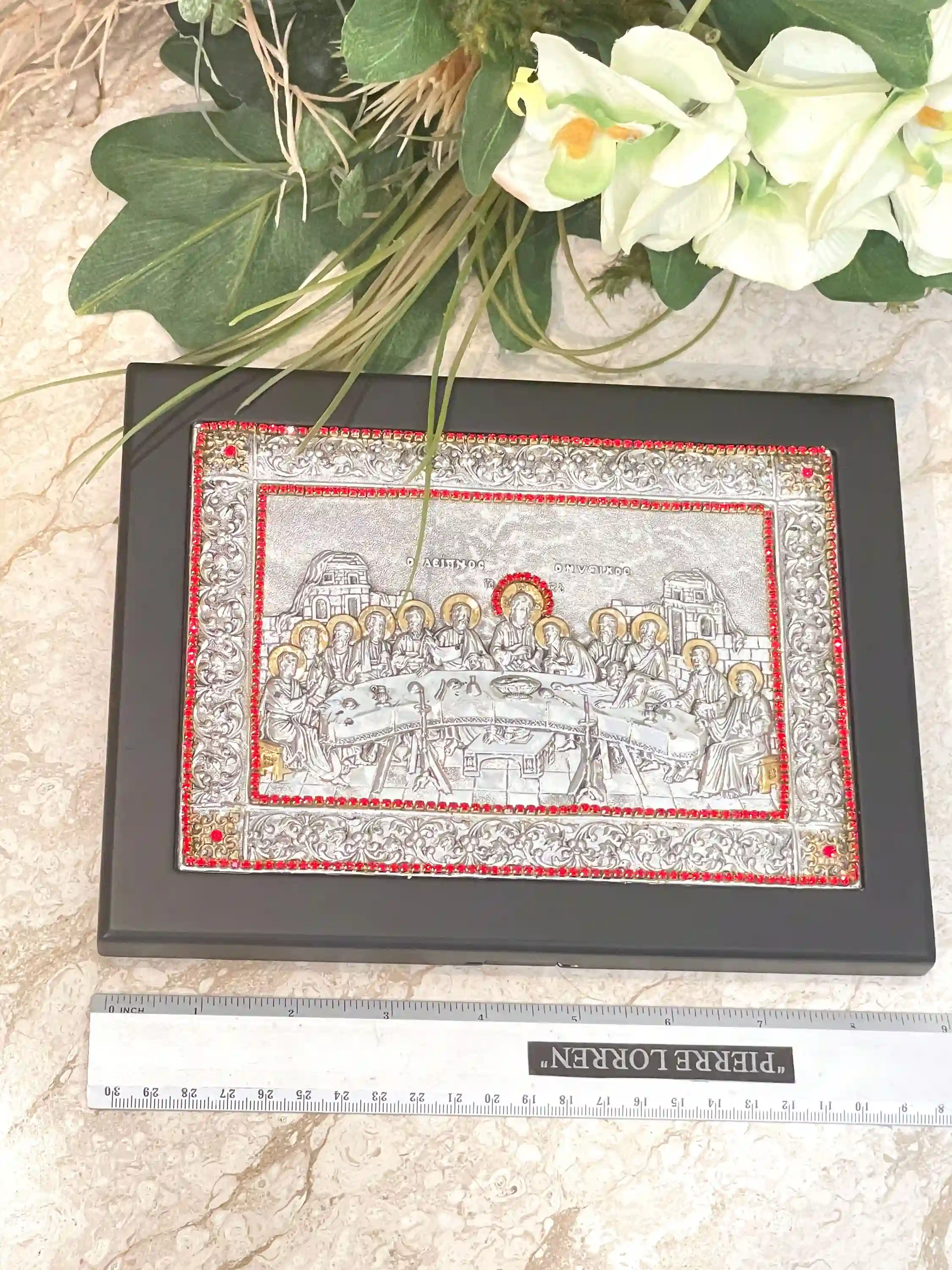 Vintage Last Supper Sterling Silver 925 Christian Icon Handmade Religious Home decor Christian Art Orthodox Icons Antique Christianity gift 