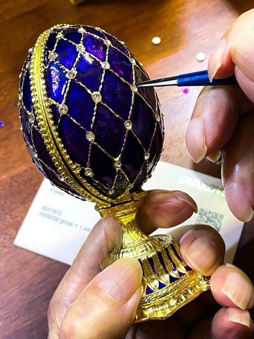 Imperial Crown Fabergé Egg HANDMADE Russian style Faberge Egg Ornament Office Decor for Men Christmas Birthday gifts for him Pure Gold decor