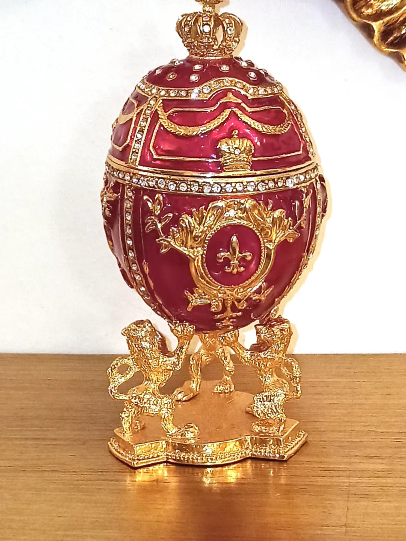 Pierre Lorren Red Faberge Style Egg, Easter Eggs, Imperial Egg, Decorative Boxes, Karl Faberge, Tsar Egg, Easter Fabergé Egg, Christian Easter Egg.