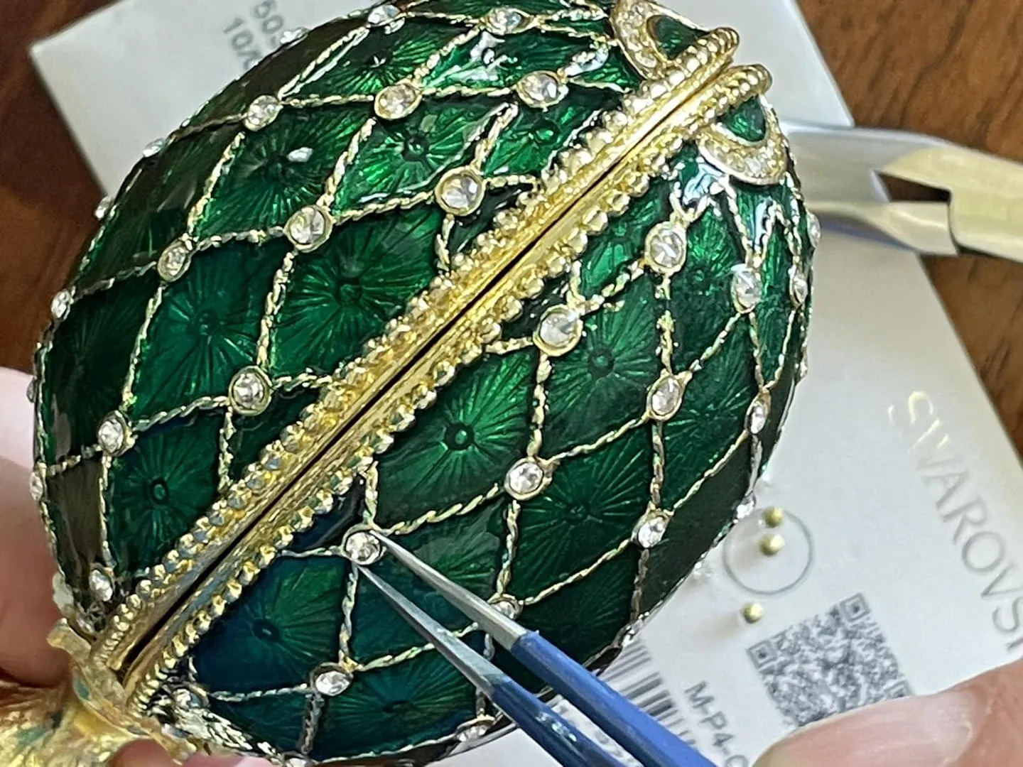Imperial Crown Fabergé Egg HANDMADE Russian style Fabergé Egg Ornament Office Decor for Men Christmas Birthday gifts for him Pure Gold decor