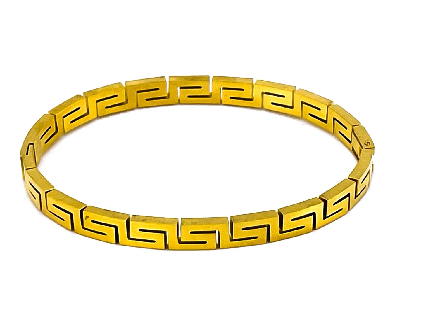 18k Yellow Gold Bracelet Greek Jewelry Bracelet Infinity Bangle Bracelet Ancient Greek Key Jewelry Meander Bracelet Anniversary Gift 8mm