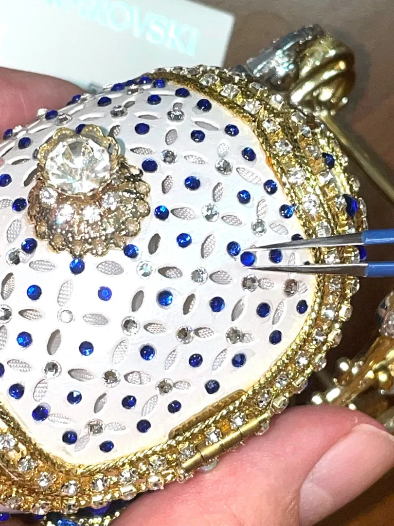 Blue Faberge Egg style ONE OF A KIND Luxury Wedding Gift, 430 Sapphires & Diamonds Natural Handcarved Egg 24k Daughter wedding gift from Mom.