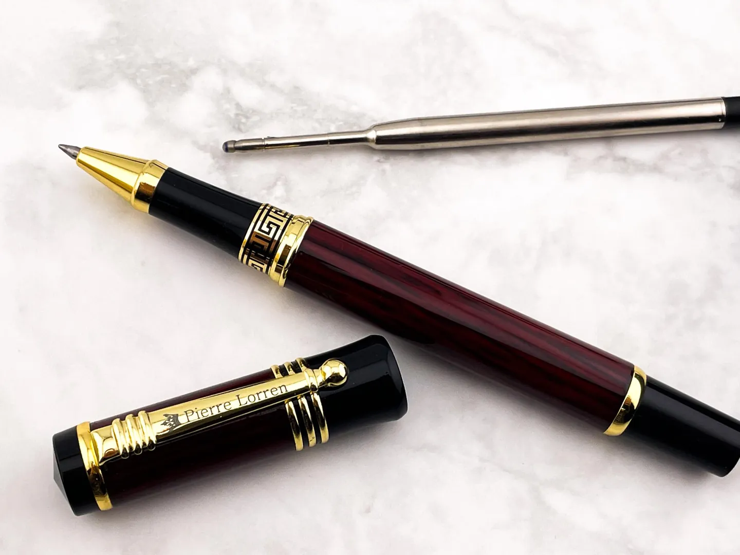 PierreLorren Professional Pen Fancy Roller Ball Pen Luxury Pen Handmade Writing Pen Burgundy Silver 18k GOLD Graduation Pen SUCCESS VICTORY