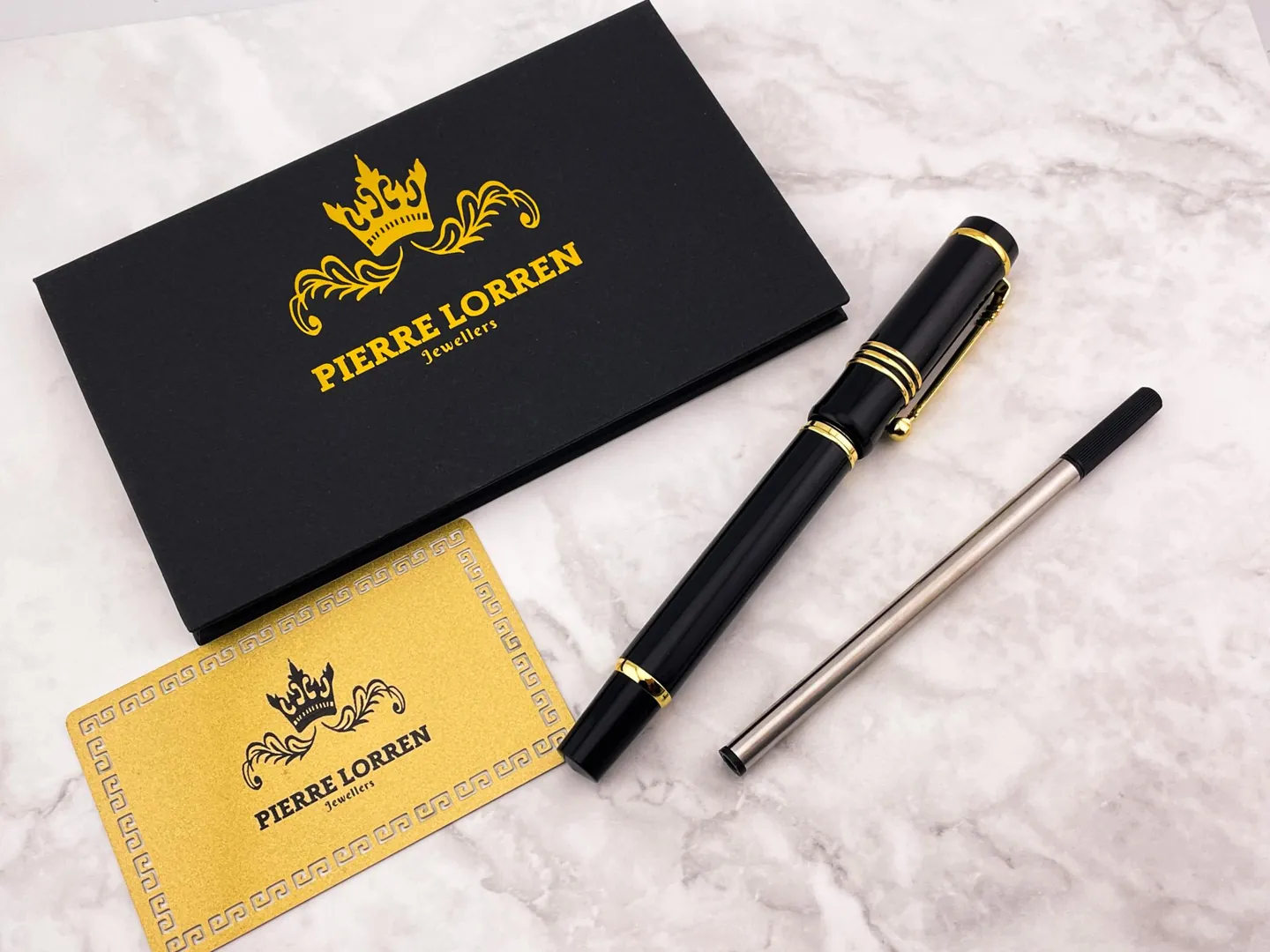 Pierre Lorren Professional Pen Fancy Roller Ball Pen Luxury Pen Handmade Writing Pen Black Silver 18k GOLD Graduation Pen SUCCESS VICTORY