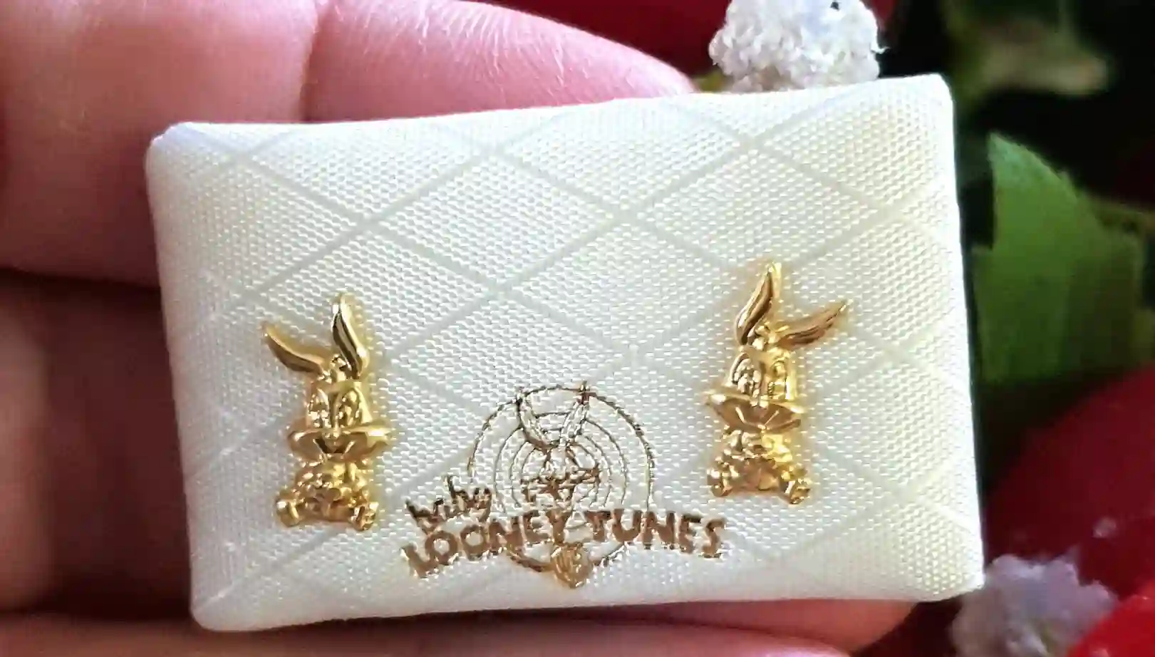 18kt Disney Earrings Studs Gift for Girls SOLID GOLD Bugs Bunny Looney Tunes/Girls Gold Earrings ORIGINAL Disney Cartoon Characters Gifts 