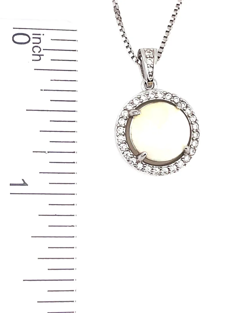 2ct Certified White Solitaire Opal Diamond Pendant Natural Opal Necklace White Opal Diamond Jewelry Silver Bridal Shower Gift to Bride Gold