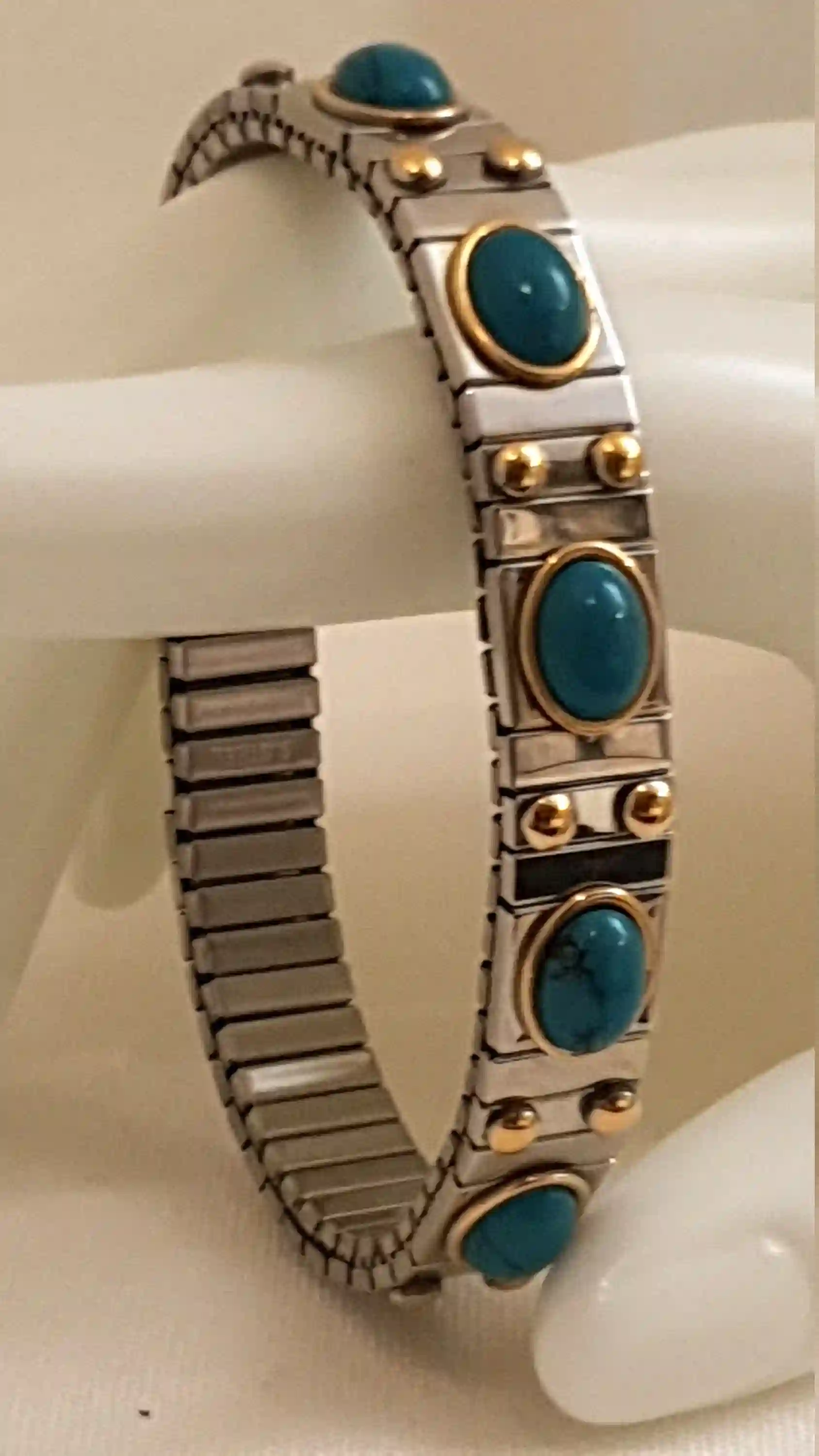 Turquoise Bracelet/Silver Gem bracelet Blue Green Turquoise Bangle Handmade Jewelry/December Birthstone Stacking Bracelet/ Wife Gift Jewelry 