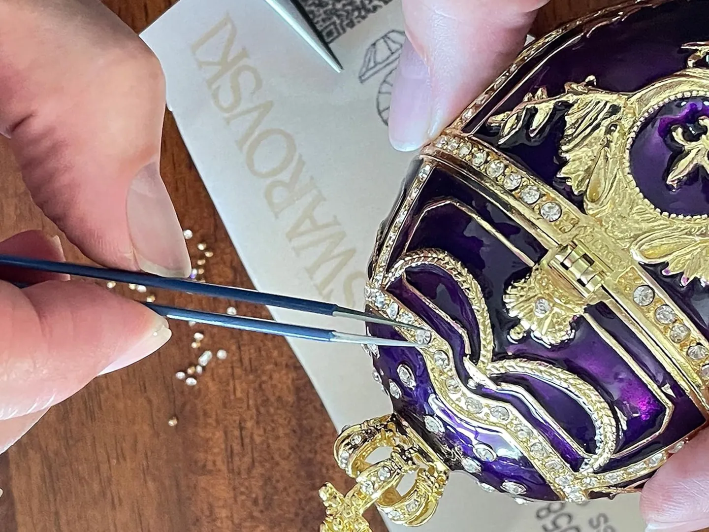 Designer Faberge Style Egg Gift for Him Amethyst Purple 24k Gold Faberge Egg Decorative Boxes Trinket Box Handmade Christmas Easter Birthday