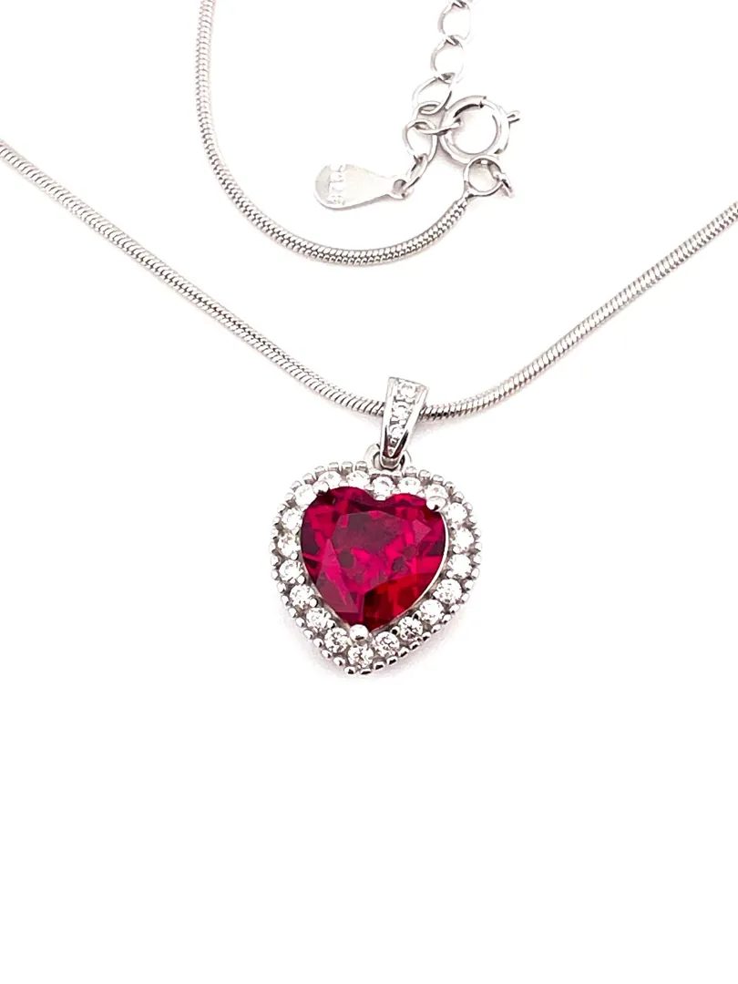 2 ctw CERTIFIED Natural Ruby Heart Pendant Diamond Necklace Red Ruby Heart-cut Sapphire Diamond Necklace Jewelry 3.5ctw Valentine's Day gift