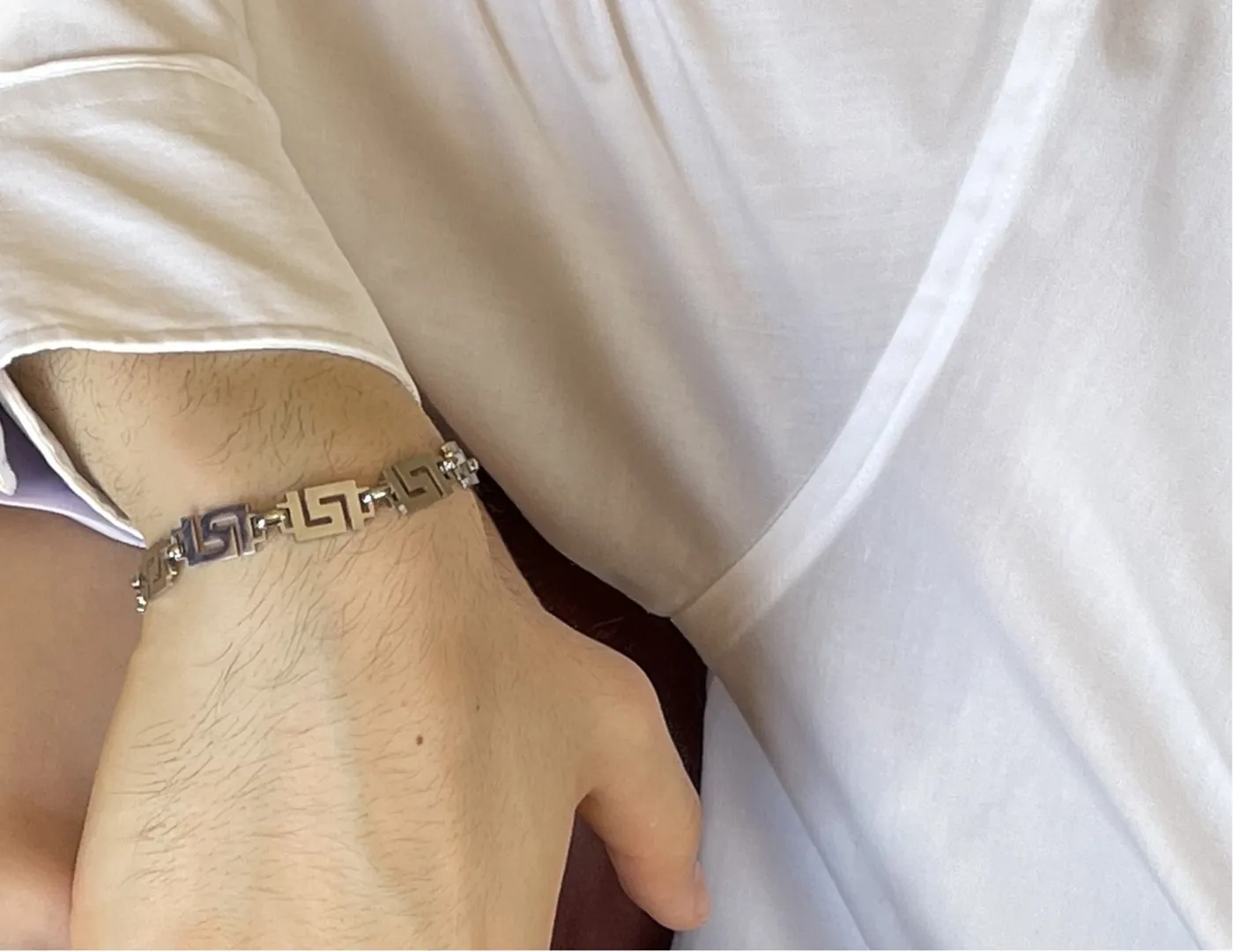 Men's Designer Greek Jewelry Made in Greece Bracelet Men's Silver 18k White Gold Man Accessories Gift for Him Meander SUCCESS LUCK INFINITY