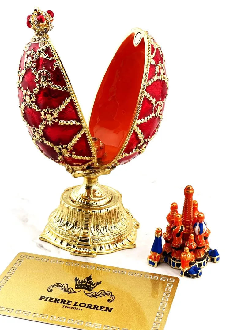 Ruby Faberge Egg Box & Faberge Necklaces, St. Petersburg Faberge Ornaments, Birthday Love Protection Wisdom. Birthday Christmas Gifts for Women.