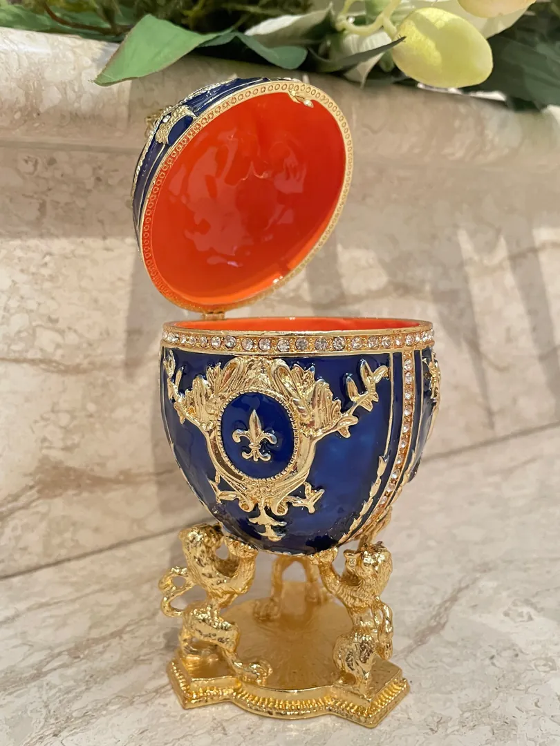 Fabergé Egg, Faberge style Imperial Egg, Special Keepsake, Faberge egg, Anniversary Men Birthday gift for him, Luck gifts, 24K GOLD HANDMADE.