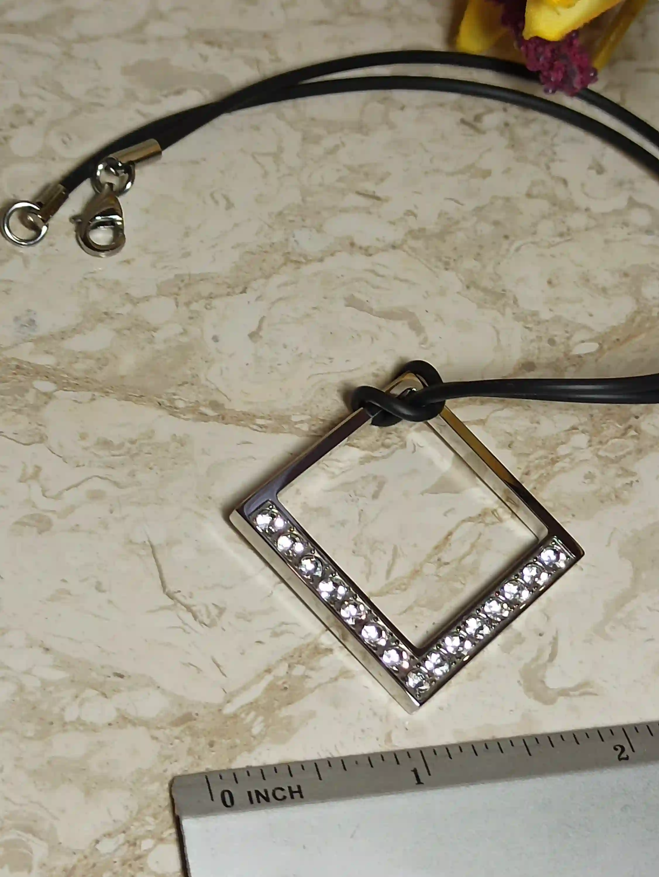 Silver Necklace Diamond Shaped Pendant/Geometric Necklace/Minimalist Jewelry/Graduation Gift for her Jewelry for girls Modern Necklace 1.5ct 