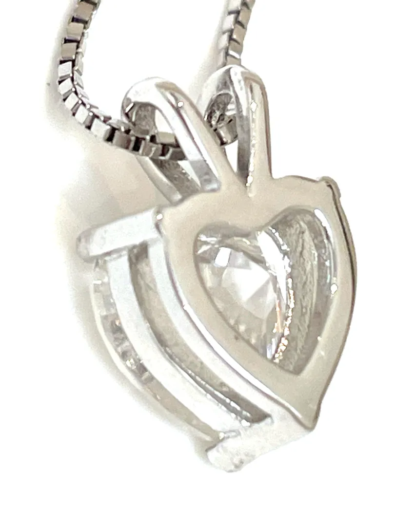 2 Carat Heart Diamond Pendant Solitaire Lab Created Diamond Moissanite Heart Shaped Diamond Necklace 18k White Gold SOLID Silver Fine Jewelry