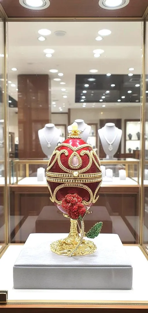 2001 Natural Handcarved Faberge Musical Eggs + Faberge Necklace - a Pure Gold decor Swarovski Handmade Christmas Gifts for her Pierre Lorren