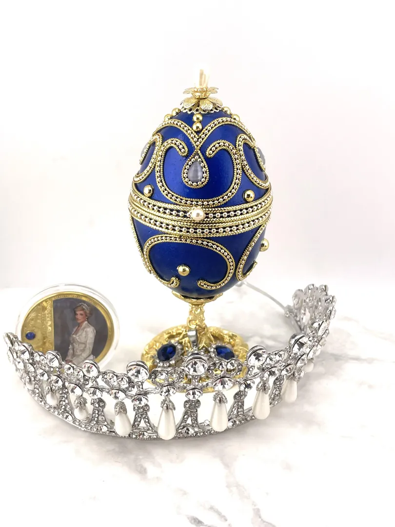 Antique Lady Diana Spencer Sapphire Fabergé Egg Style Limited Edition Fabergé Egg Easter Gift for Mom Princess of Wales Commemorative Gifts