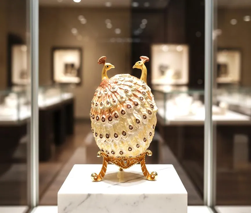 Peacock Faberge Egg Bracelet • Swarovski • 24K Gold • Handmade Pierre Lorren
