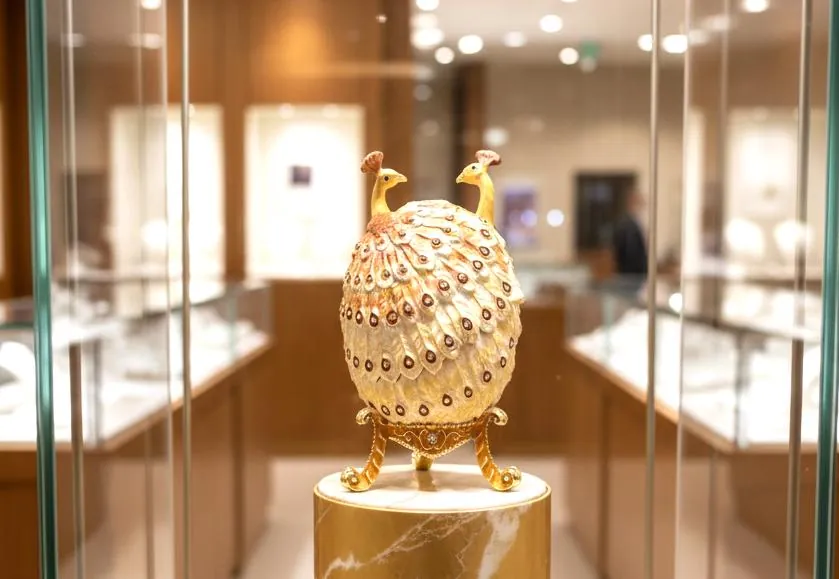 Peacock Faberge Egg Bracelet • Swarovski • 24K Gold • Handmade Pierre Lorren