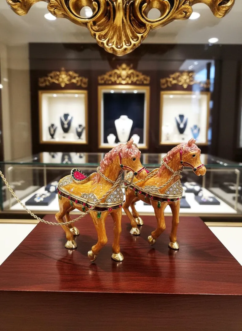 1989 NATURAL Fabergé Egg Ostrich Egg Musical Royal Carriage 24k Gold Accent Hand-Carved Faberge Ornament Anniversary Gift 24k Gold Handmade