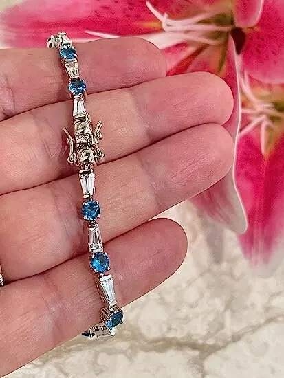 Only ONE, FINE Tennis Bracelet, Sky Blue Tennis Bracelet in Sterling Silver, Blue Topaz Bracelet, September Birthstone, Gemstone Bracelet.