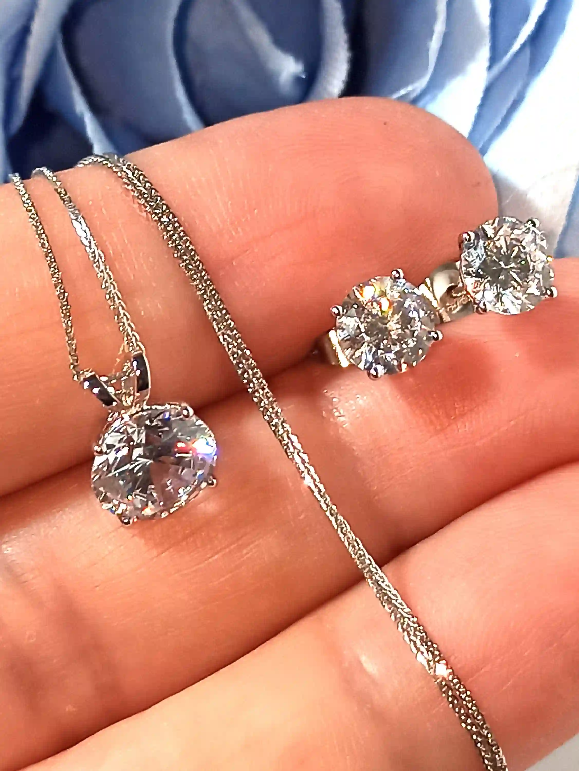 Diamond Solitaire Pendant Necklace - 1.5ct - 18K SOLID White Gold - Diamond Necklace - 18