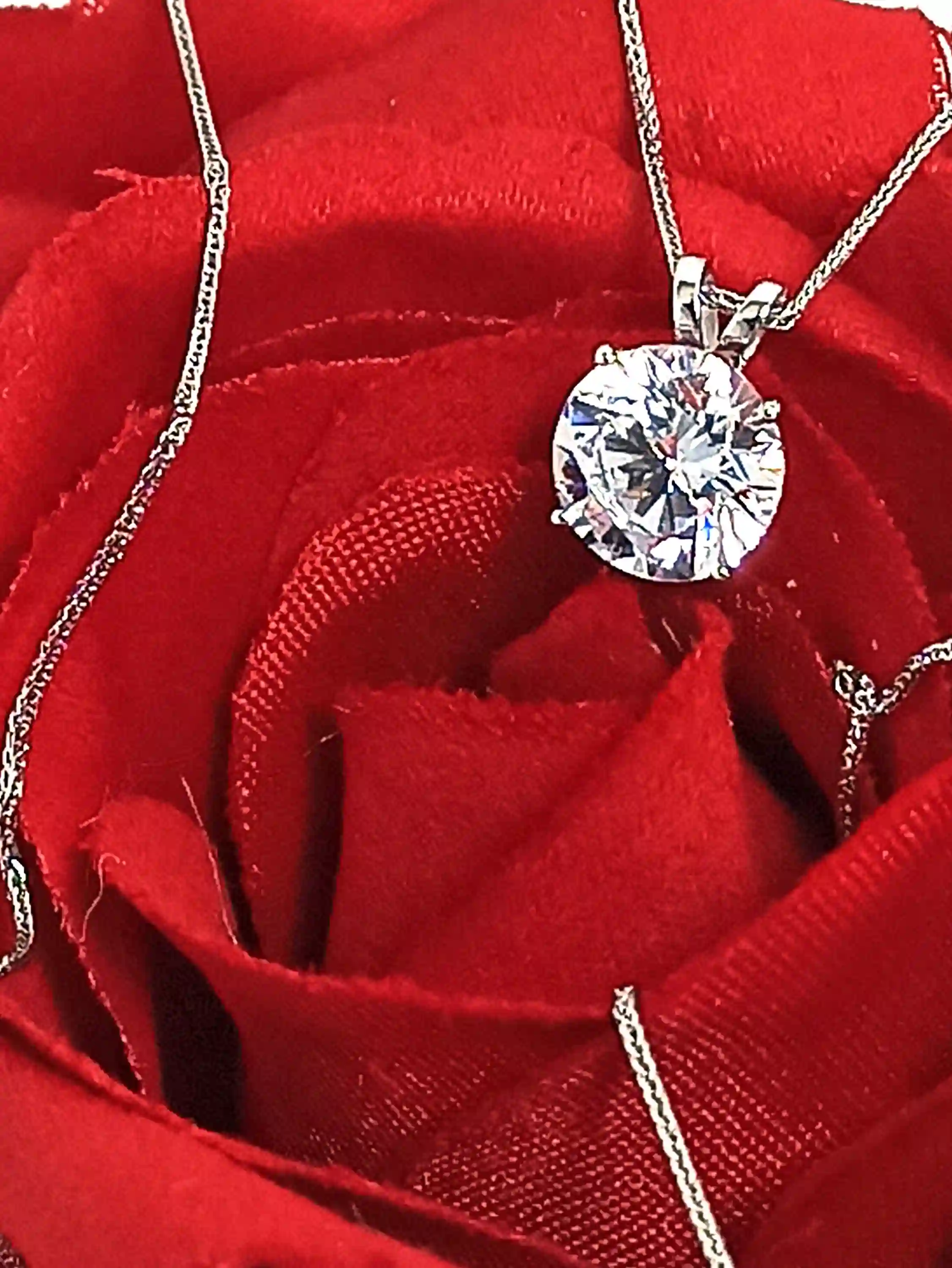 Diamond Solitaire Pendant Necklace - 1.5ct - 18K SOLID White Gold - Diamond Necklace - 18