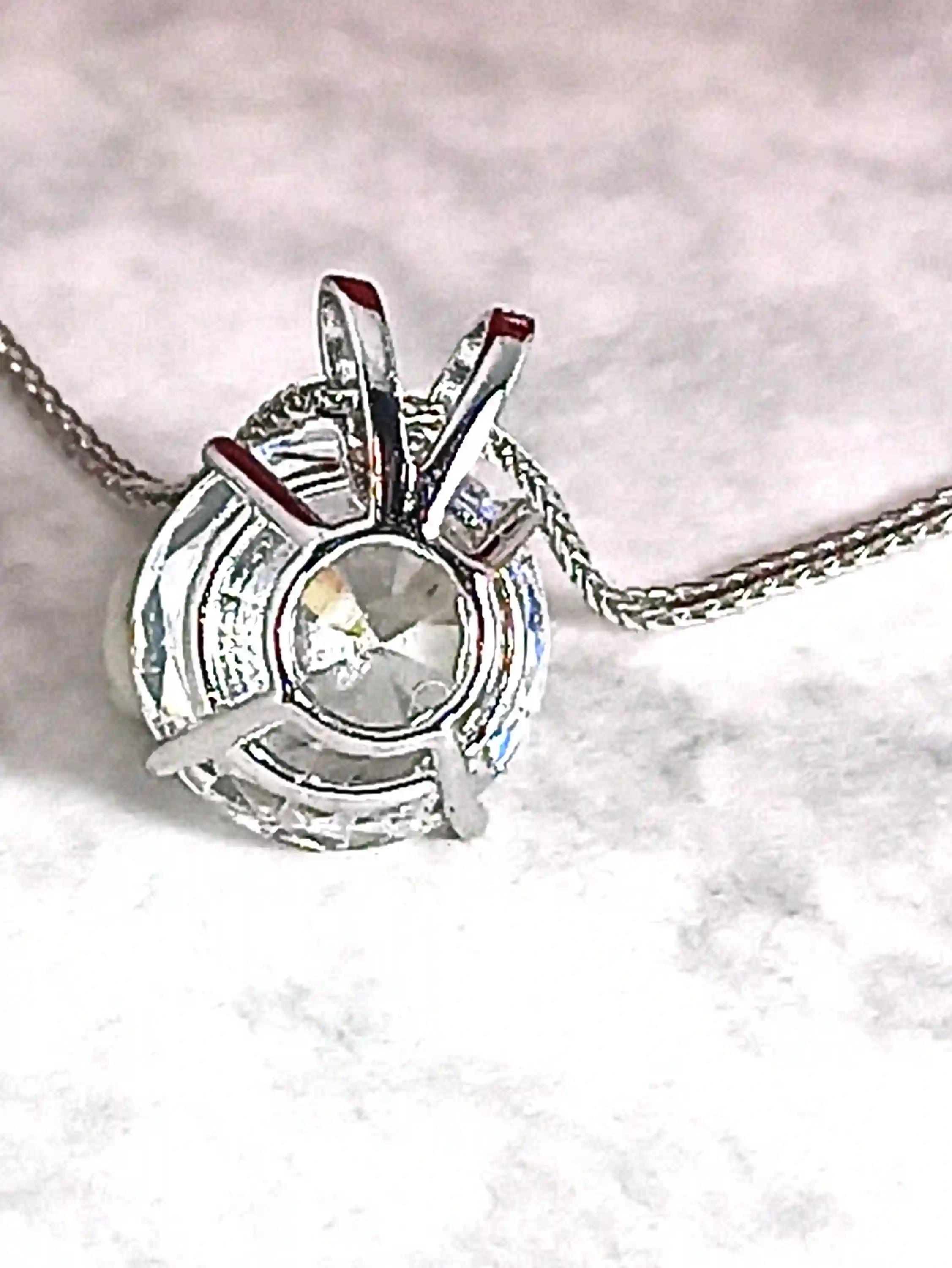 Diamond Solitaire Pendant Necklace - 1.5ct - 18K SOLID White Gold - Diamond Necklace - 18