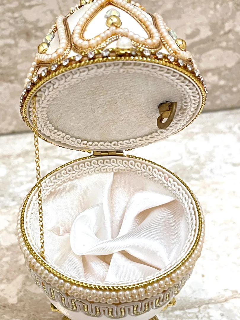 1996 Faberge Egg Holy Trinity Protection Egg Fabergé-Style Musical Jewelry Box - New Mom Heirloom - Angels Pure Gold HANDMADE Pierre Lorren