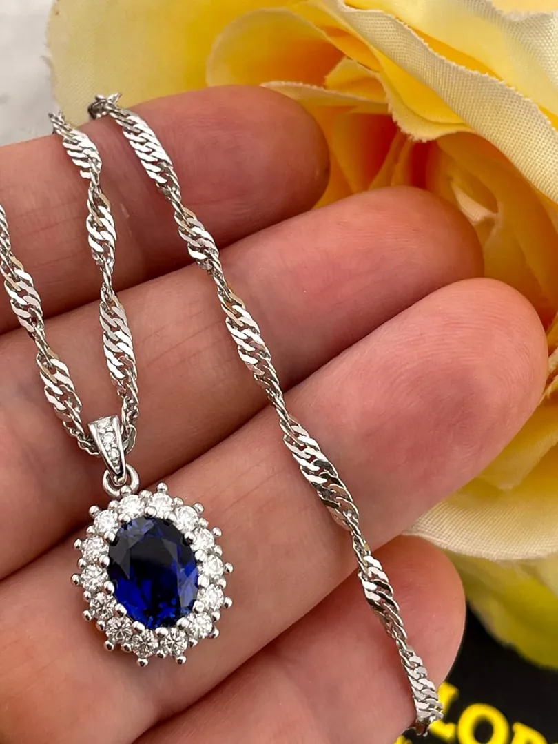 Catherine Princess Kate Faberge Egg Music Box Royal Inspired Blue Faberge Style Egg CERTIFIED Sapphire Diamond Necklace Vintage 2011 Gift.