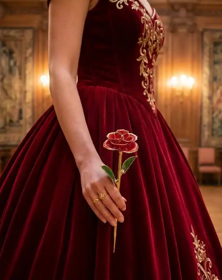 Limited Edition Red Sparkle Rose - Original 24k Gold Pure Gold Rose - Real Rose with Certificate Handmade by Pierre Lorren