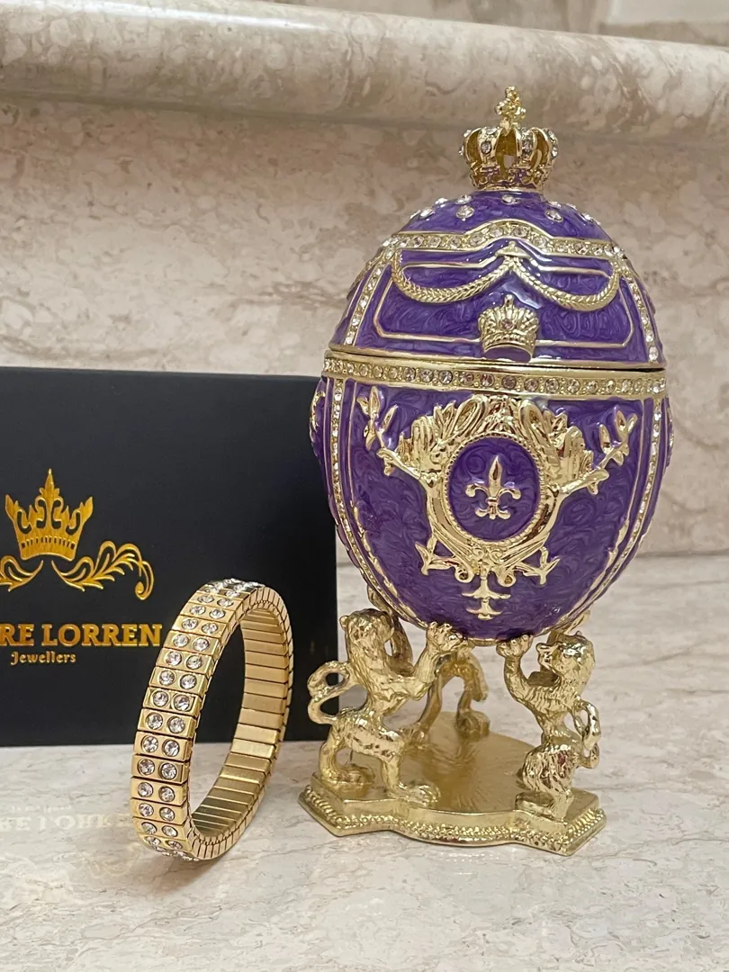 Limited Edition Faberge Egg Jewelry Box Handmade Russian Easter Egg Fabergé Style Egg Trinket Box 24K Gold Swarovski Crystal by Pierre Lorren