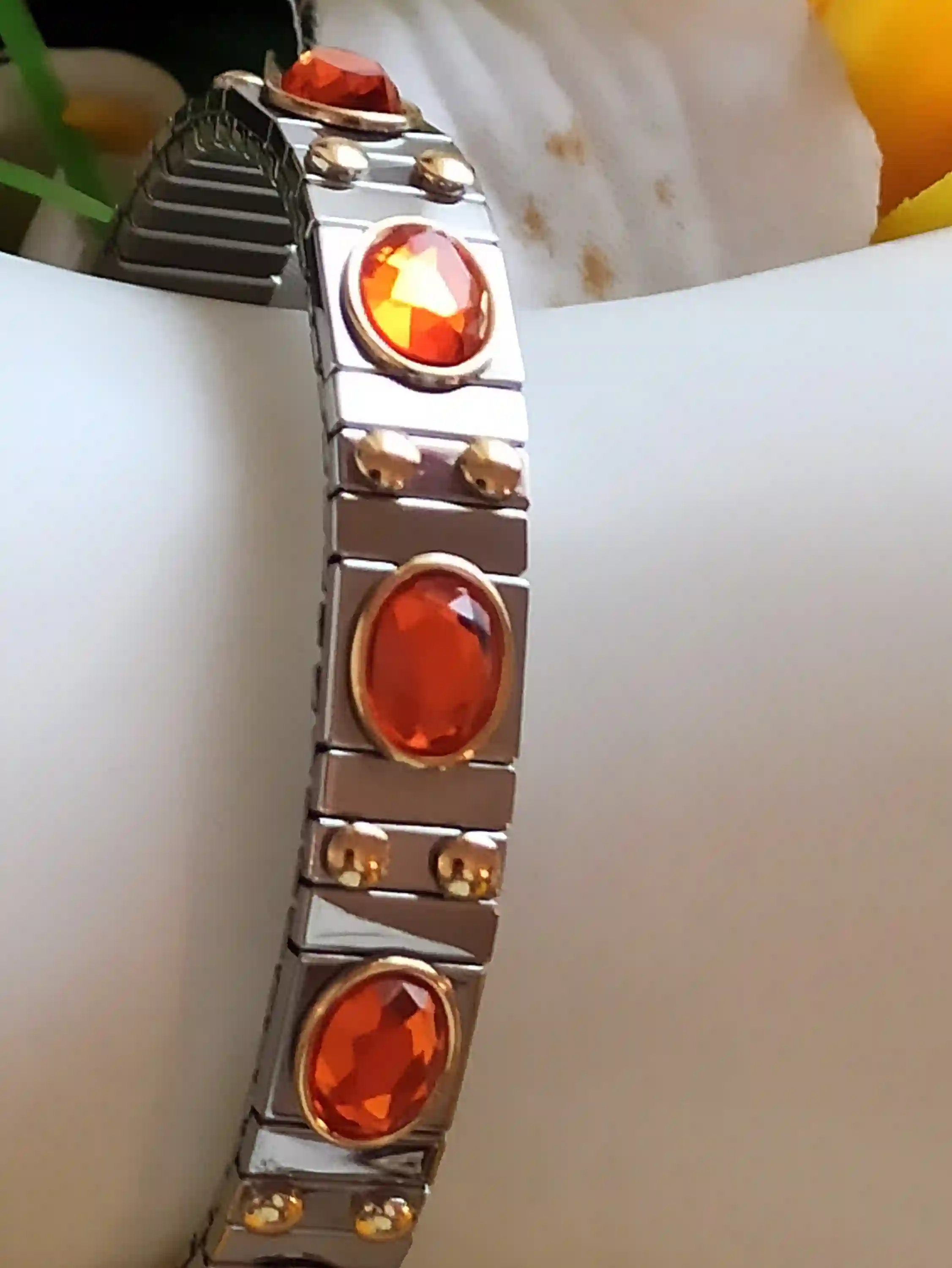 SWAROVSKI Crystal bracelet gift for her/ Orange CRYSTAL bracelet /Gemstone bracelet/Stacking Bracelets for women/Minimalist Jewelry Handmade 